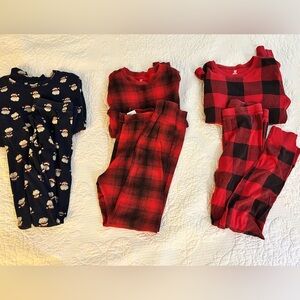 Lot If 3 Christmas Holiday Pjs Pajamas Kids Sz 14 Unisex Girl Boy Santa Red Gap